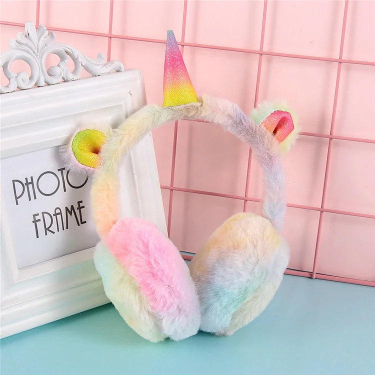 
Christmas Gift Colorful Lovely Kids Girls Unicorn Ear Muffs Child Winter Rabbit Plush Earmuff 