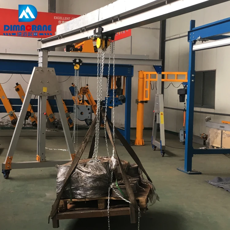 latest design aluminum alloy with largest span 8m 1000 kg 500kg portable mini  gantry crane price