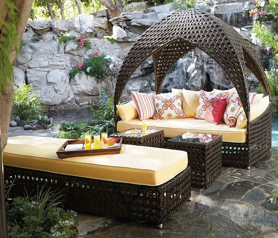 Factory outlets Outdoor Furniture  waterproof wicker nestrest hanging new design beach sunbed sun lounger