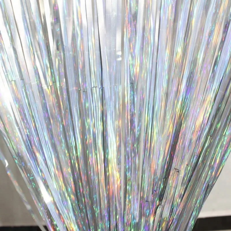 3ft x 8ft Laser Metallic  Fringe Foil Curtain Party Tinsel Backdrop Wedding Decor Hanging Stripes Door Curtain
