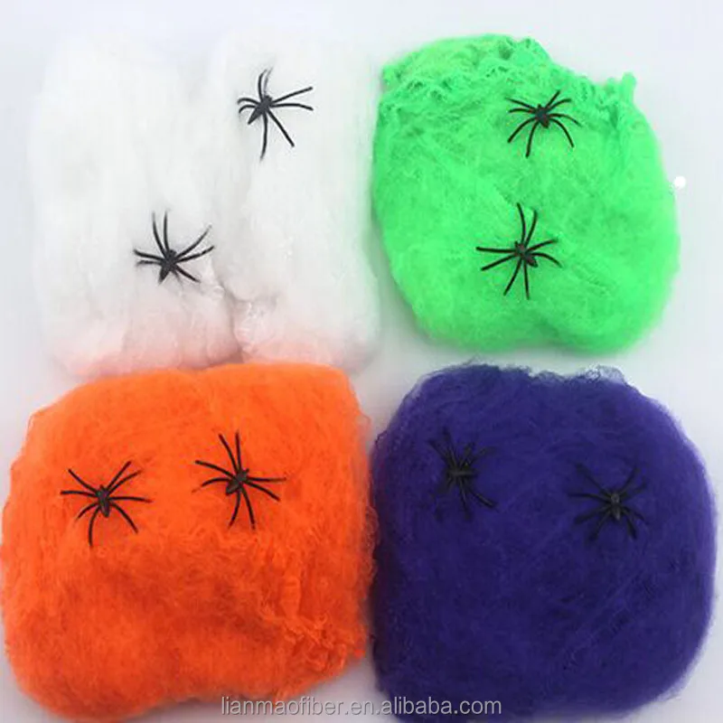 
60G with 4 spiders Halloween Stretchy Cobweb Spider Web With Spiders 