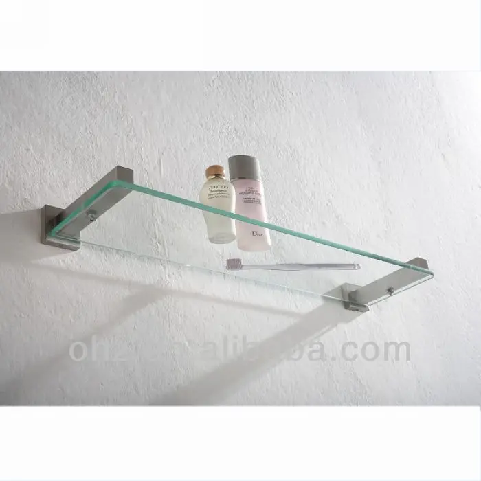 New Modern Bathroom Stainless Steel Silver Floating Glass Shelf Brackets 2605