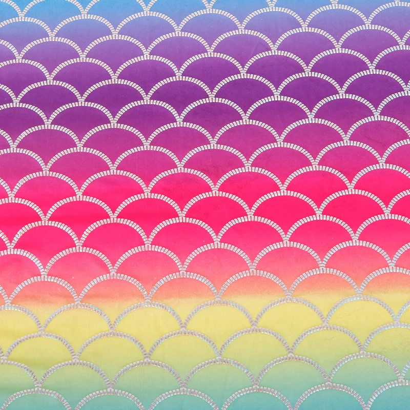 Iridescent Sparkly Mermaid Scale Fabric Hologram Spandex four Way Stretchy fabric for skirt tail swimwear