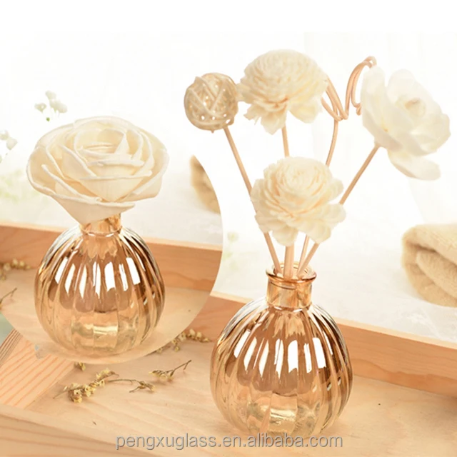 Pumpkin Shape Glass Aroma Oil Bottle and Diffuser Reed Stick with Cork