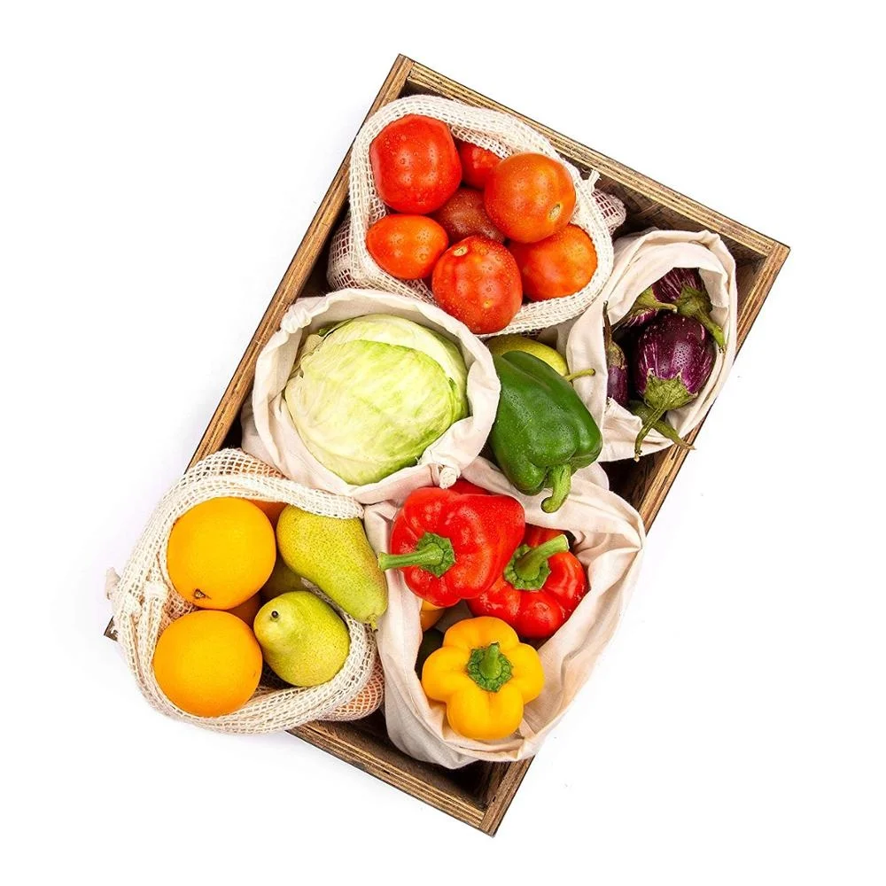 French Market Reusable Cotton Shopping Bag Eco Tote Cotton Net Bag