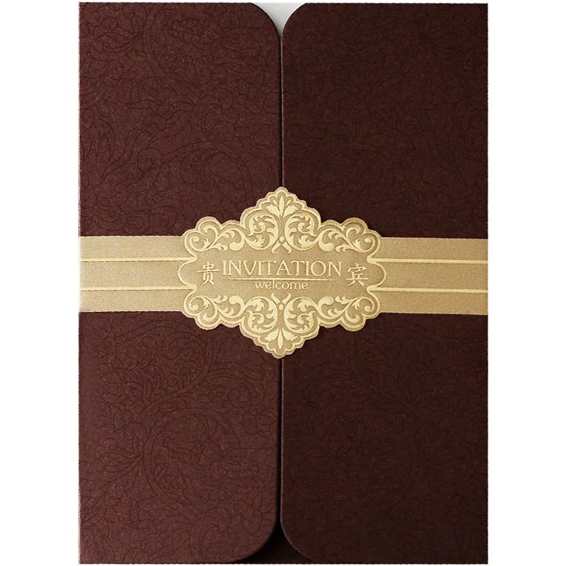 
Hot Sale Luxurious Gold Foil Business Invites Card Unique Wedding Invitations With Envelope 