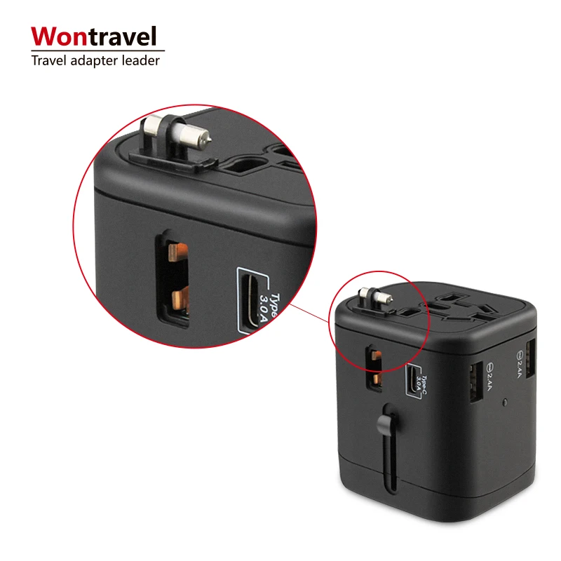 Адаптер для быстрой зарядки с 3 USB-портами типа C и вилкой Стандарта Великобритании США Австралии ЕС