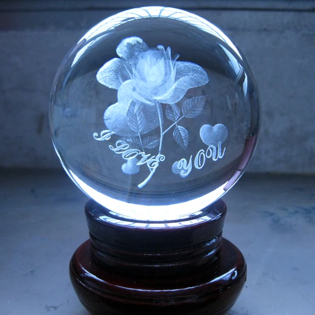 3D Laser Engraved K9 Crystal glass Ball Sphere Home Decoration Accessories Gifts