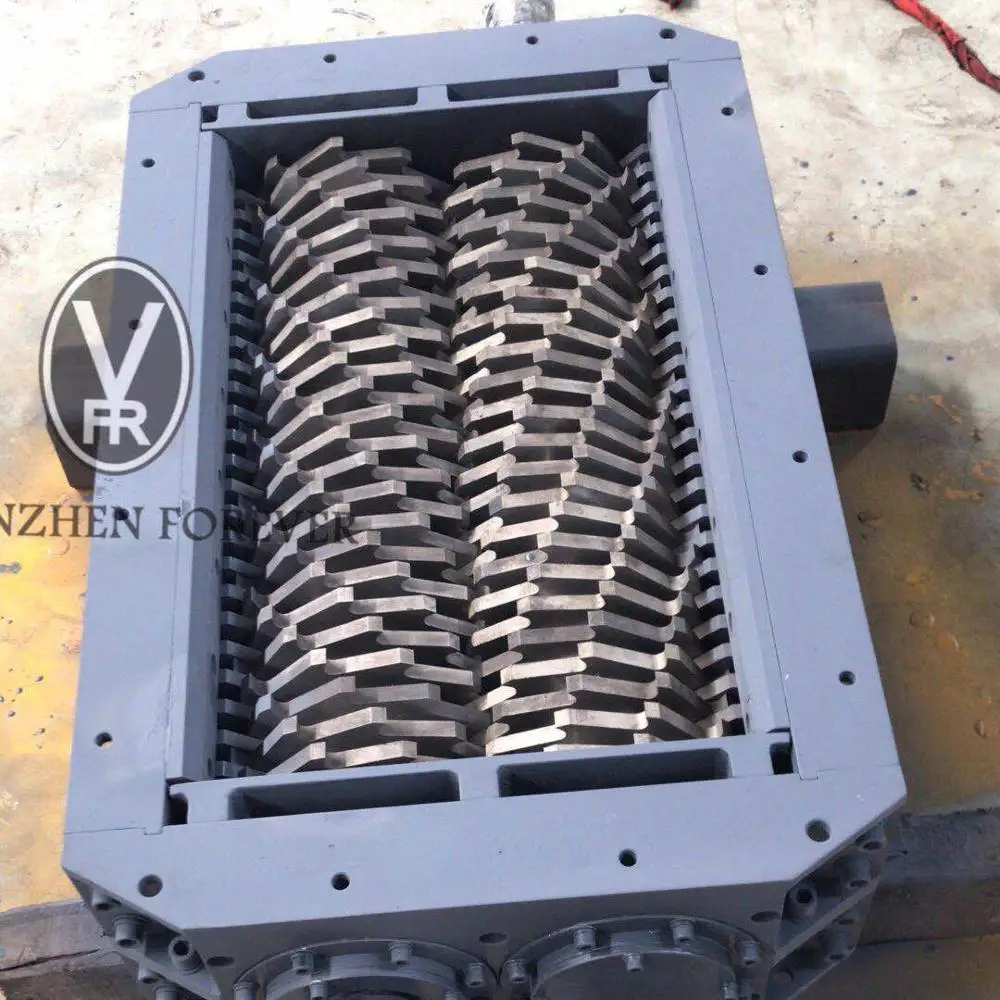 Shenzhen Forever 610x380 model cardboard/ Rubber /pet bottles /wood /food /two shafts shredder machine chamber box blades