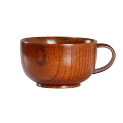 Classic Jujube Wood Handcraft  Tea Cup Japanese Baby Bowl 300 ml Coffee Mug with Handle