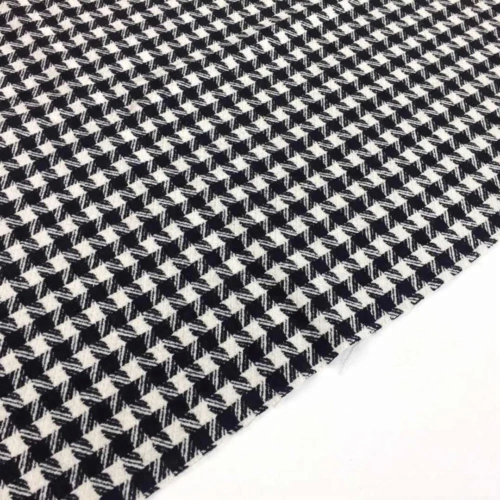 Black and white suit single check plain woven wool fabric in stock