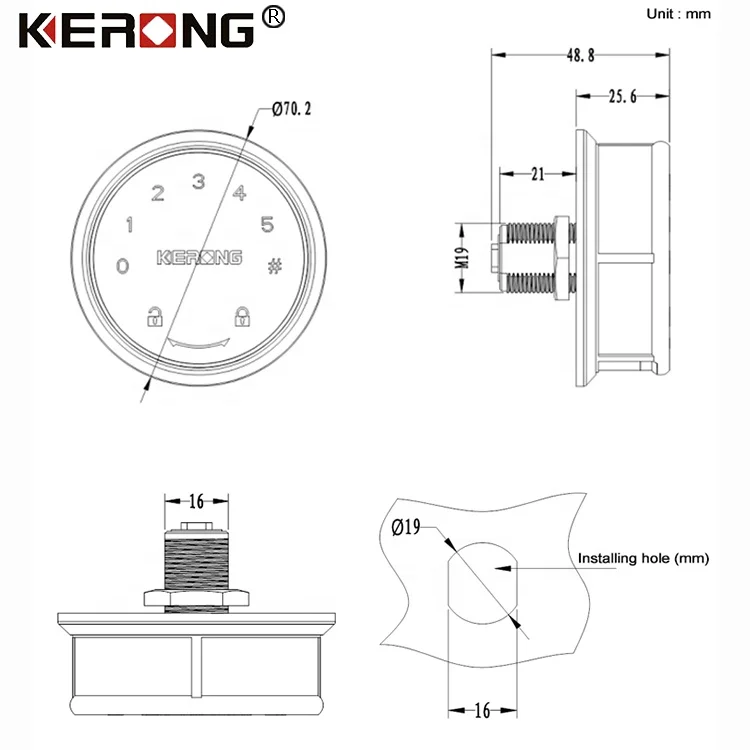 KERONG Intelligent Digital Code Mailbox Locker Lock