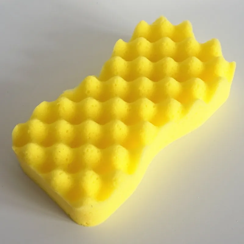 Wholesale High Absorbent Auto Care Jumbo wave Yellow 8-Character Car Wash Sponge