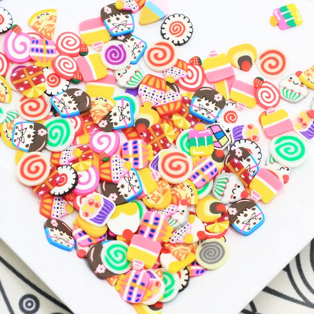 2019 Nail Art Slice  Dessert Slices Polymer Clay Miniature Food Jelly Roll Cake Sprinkles for Slime