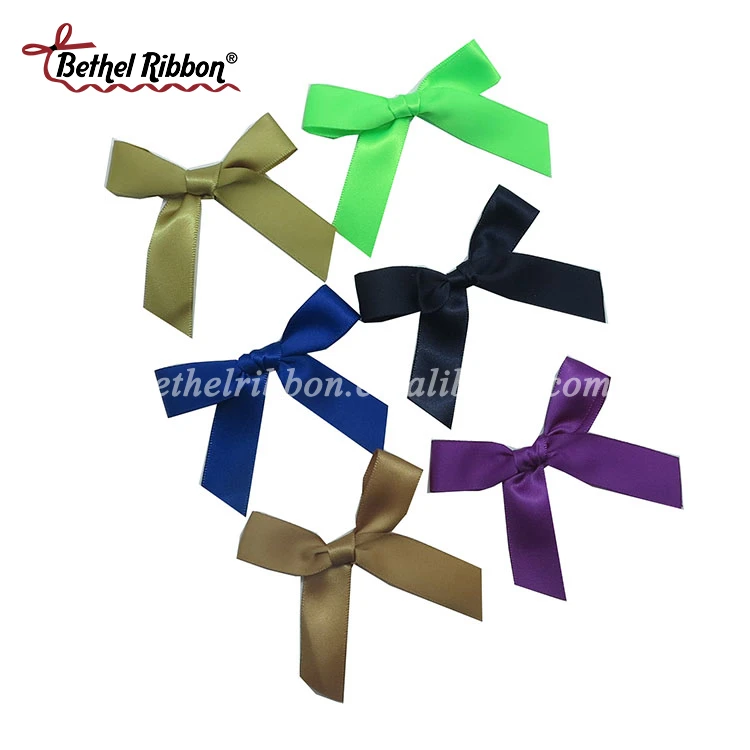2018 popular wholesale small satin bows/make satin ribbon bow/pre-made ribbon bow