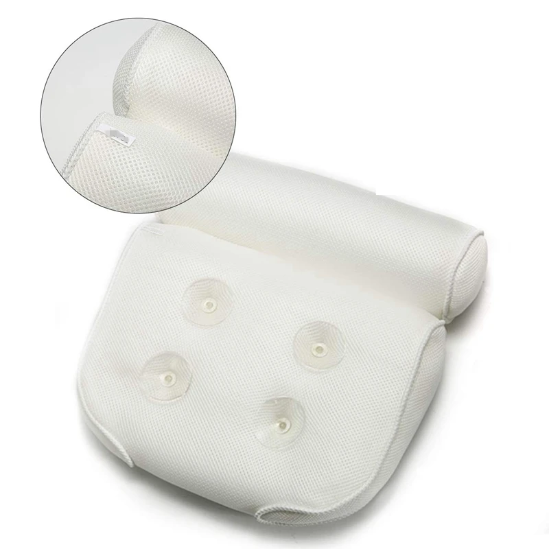 Wholesale 3D mesh headrest soft and washable spa bath pillow with suction