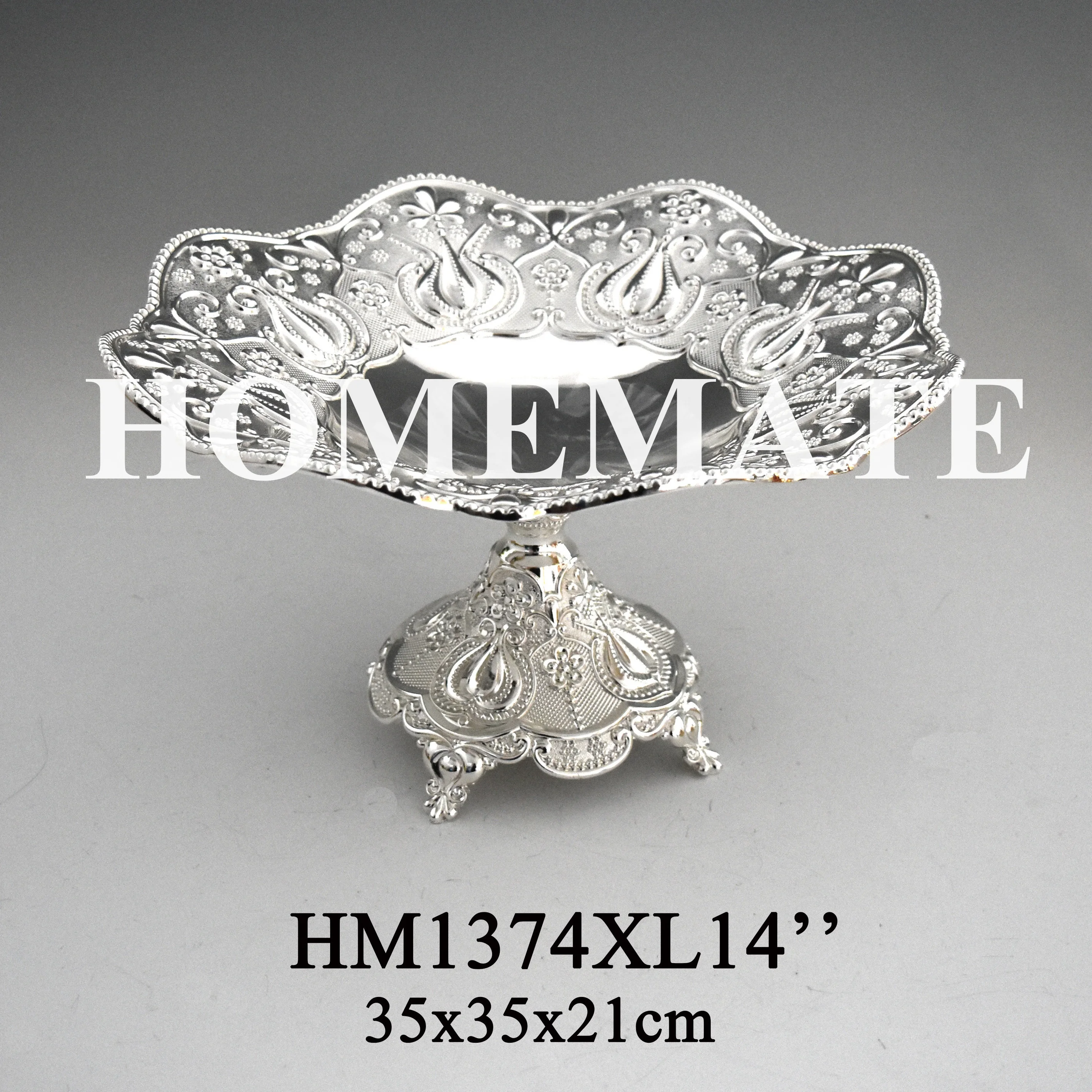 new silver item wedding gifts plated zinc alloy fruit bowl Saudi arabic /chocolate candy dish