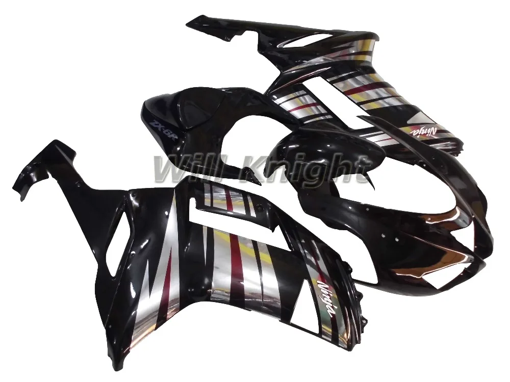 Fairing Kit For Kawasaki Ninja 636 ZX6R ZX-6R 07 08 ABS Plastic Motorcycle bodywork kit Black Silver