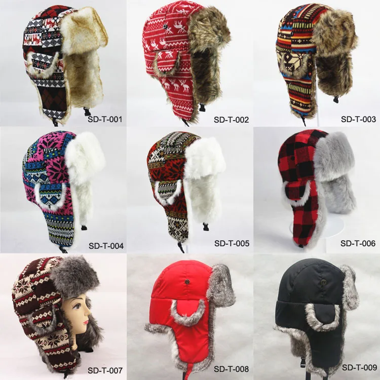 Men Women Winter Russian Trapper Ski Earflap Aviator Bomber Fur Trooper Hat