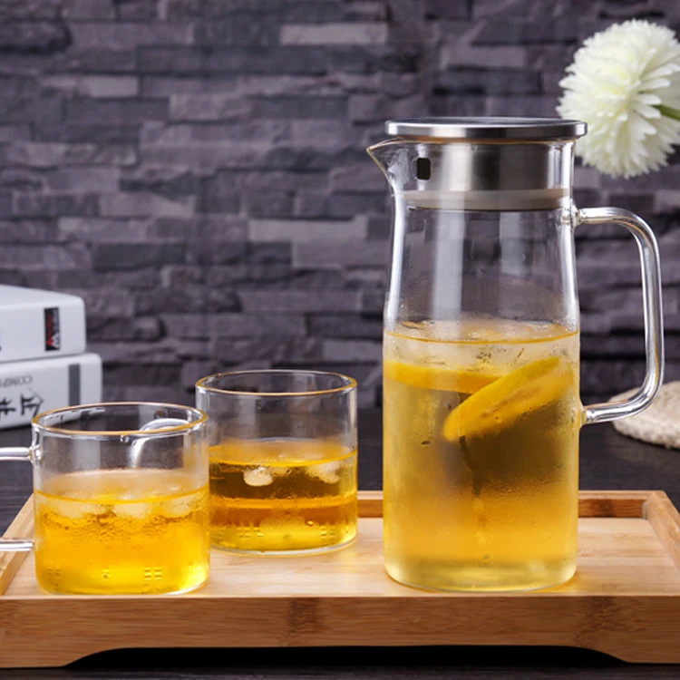 1200ml/1500ml Glass pitcher with lid iced tea pitcher lidded water jug