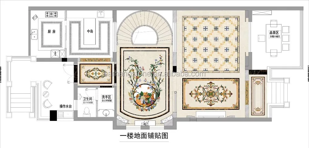 flower water jet marble flooring pattern