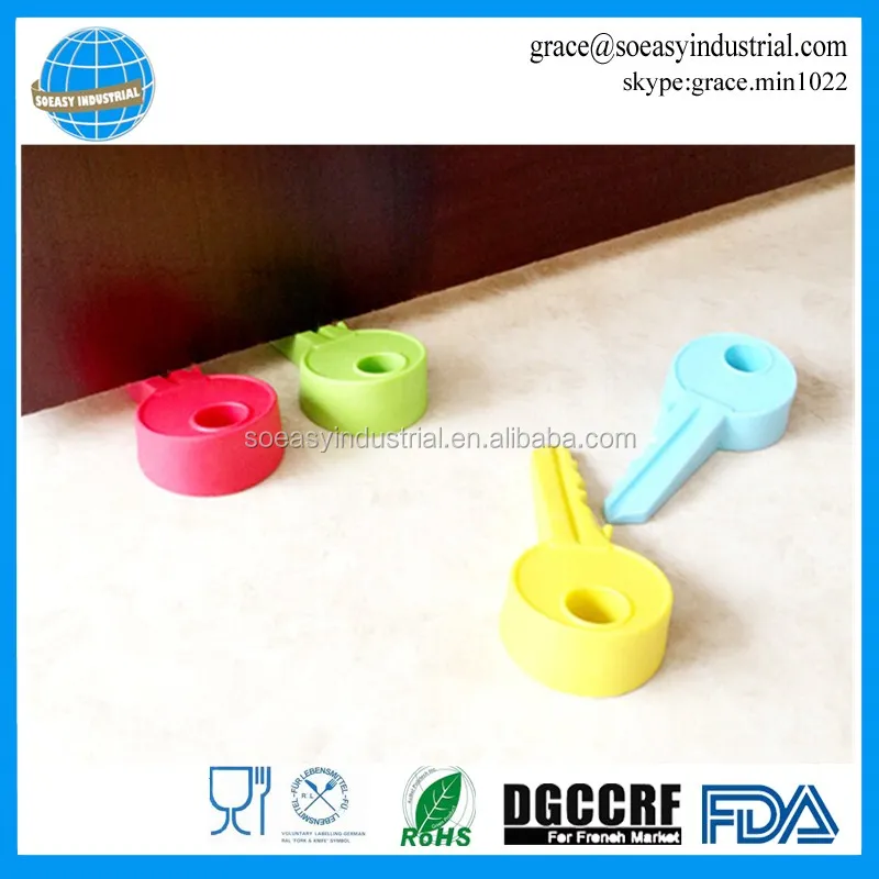 Novelty wedge key shape silicone door stops