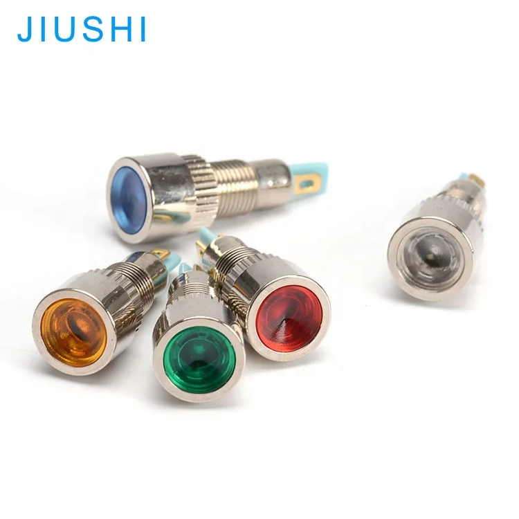 Kelly A8-2 Waterproof Metal LED Indicator Mounting Hole 8mm Round signal Lamp 3V 6V 12V 24V 220V Red Green Yellow