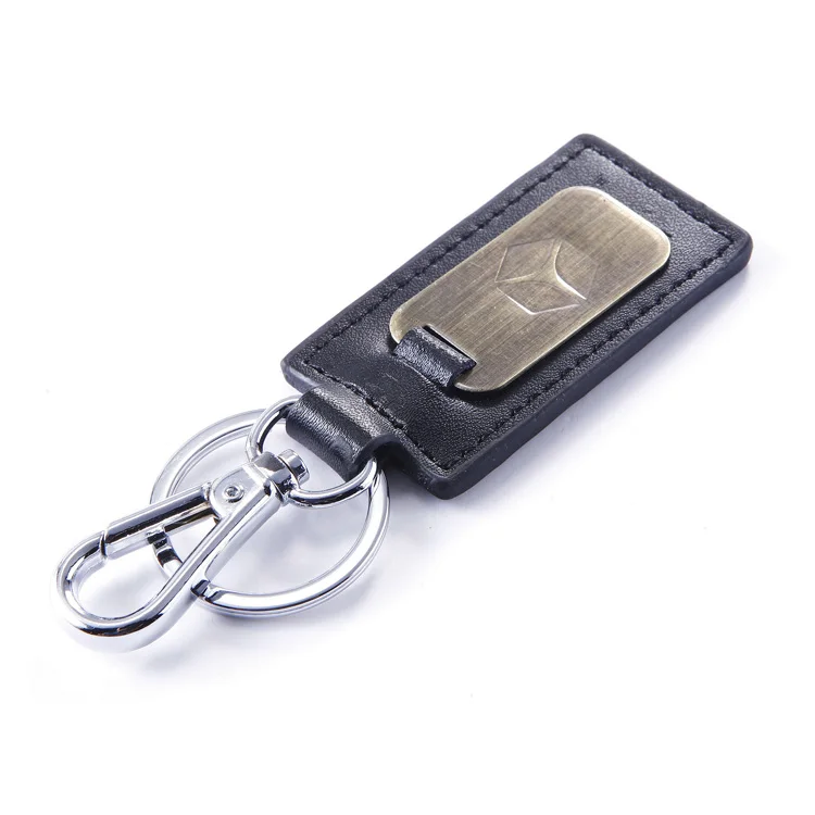 Black leather keychain Car brand logo Pu keychain logo custom key chain