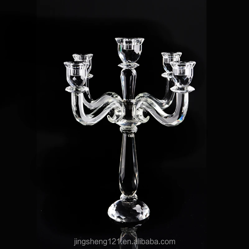 Europe Regional Feature 5 Arms Glass Crystal Candelabra For Wedding Decor