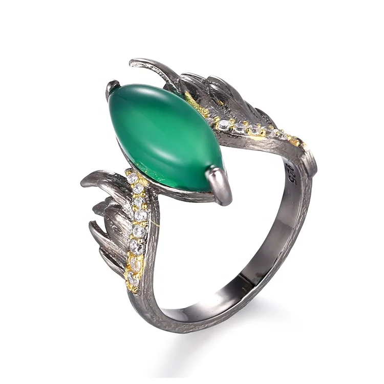 Vintage Green Agate Jewelry Set Eye Shape With Fire Jewelry Sets Wholesale