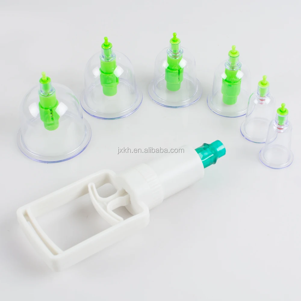 Cupping Set 6 Cups Chinese Vacuum Body Cupping Massage Therapy Healthy Suction Set + 4 Magnets Point Home Device