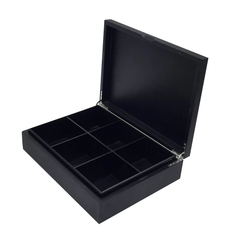 High quality MDF black color wooden tea box