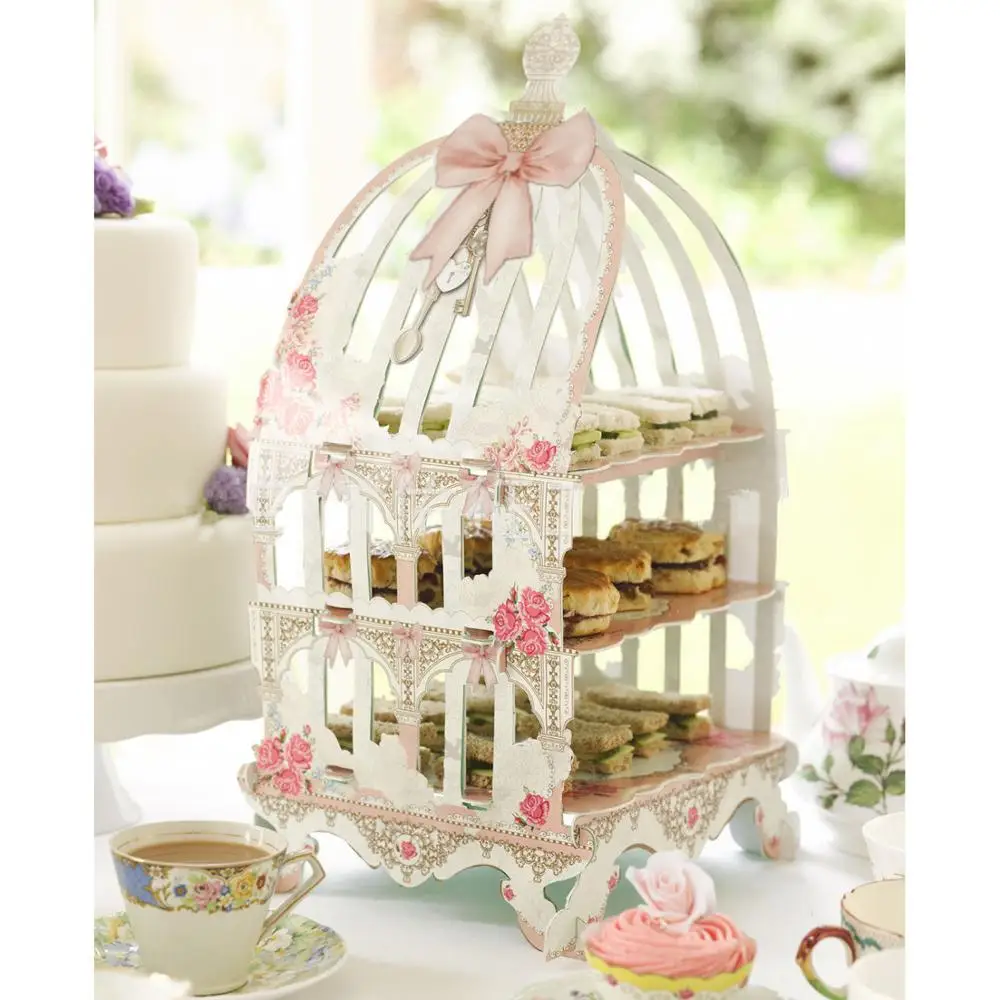 Товары для праздника украшение 3 яруса кружевных слой складывания бумаги картона торт Подставка для свадьбы, вечеринки, дня рождения, кекс подставка