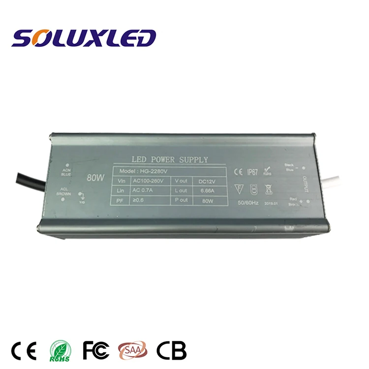 Waterproof IP67 constant Voltage DC12V 80W LED Switching Power Supply