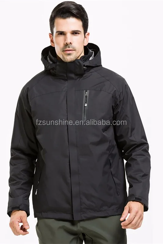 Waterproof Black and Orange 3 in 1 Woodland Winter Men Jacket with wind skirt