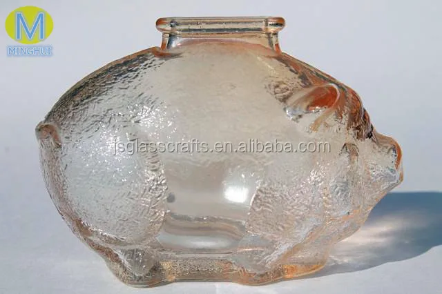 Creative glass piggy bank in pig shape coin money cash saving box kids gift