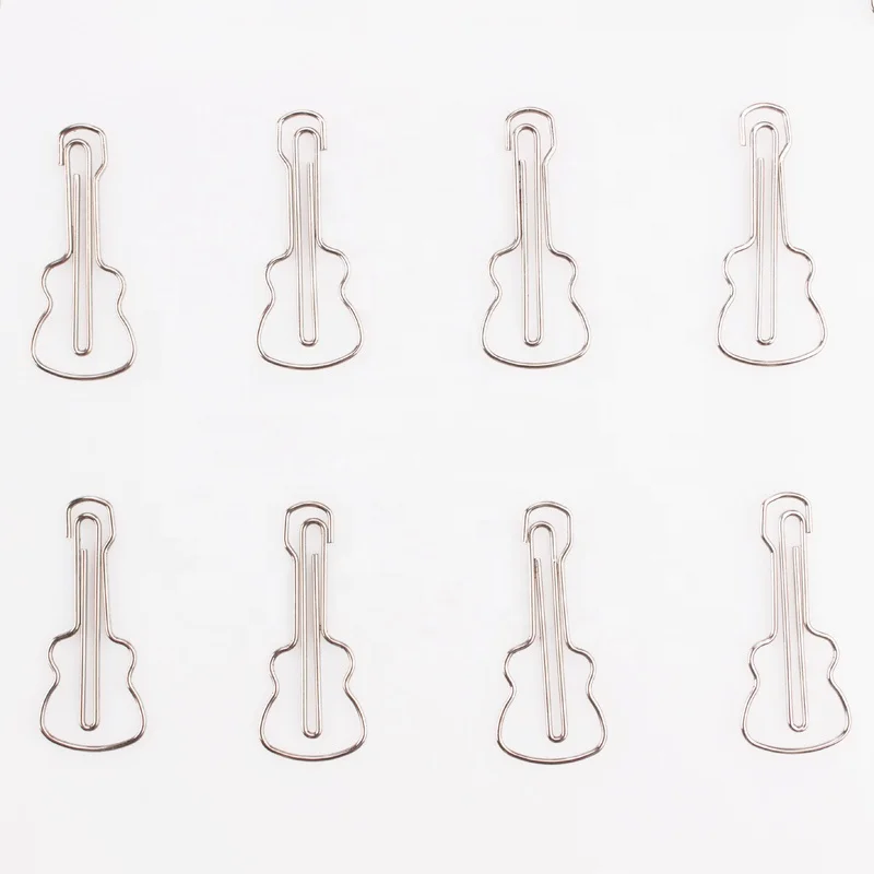 Rose Gold and Yellow Gold ,Metal silver color cute Guitar shaped paperclips bookmarks planner clips