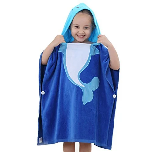 Surf Poncho Towel China Animal Printed Hooded Beach Suppler Microfiber Lovely Children Free Customized Square Plain Knitted