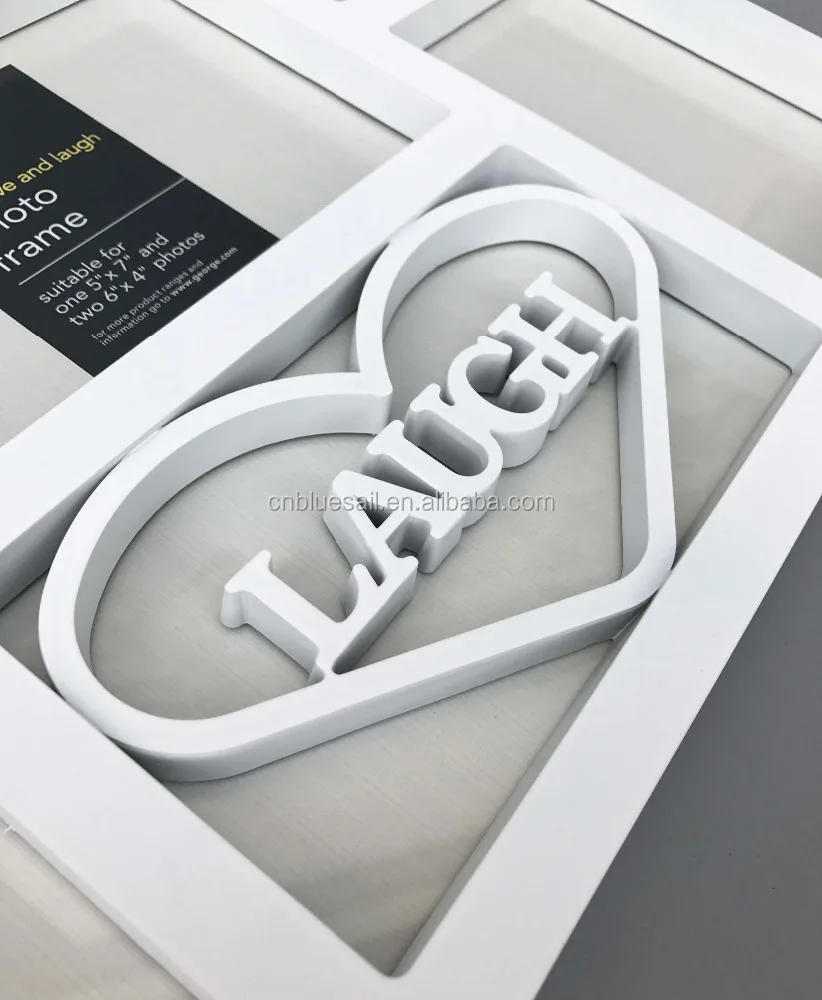 Plastic photo frame, White collage picture frame, Love laugh live picture frame