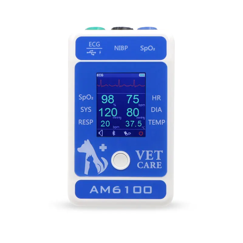 AM6100 Vet monitor  Animal medical monitoring device for measuring spo2 heart rate respiration ecg and temperature