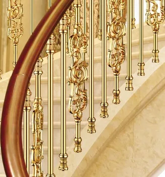 Wholesale Newest Luxury Gold Color Balustrades Handrails Aluminum Exterior Stainless Steel Staircases Railing Handrail Design
