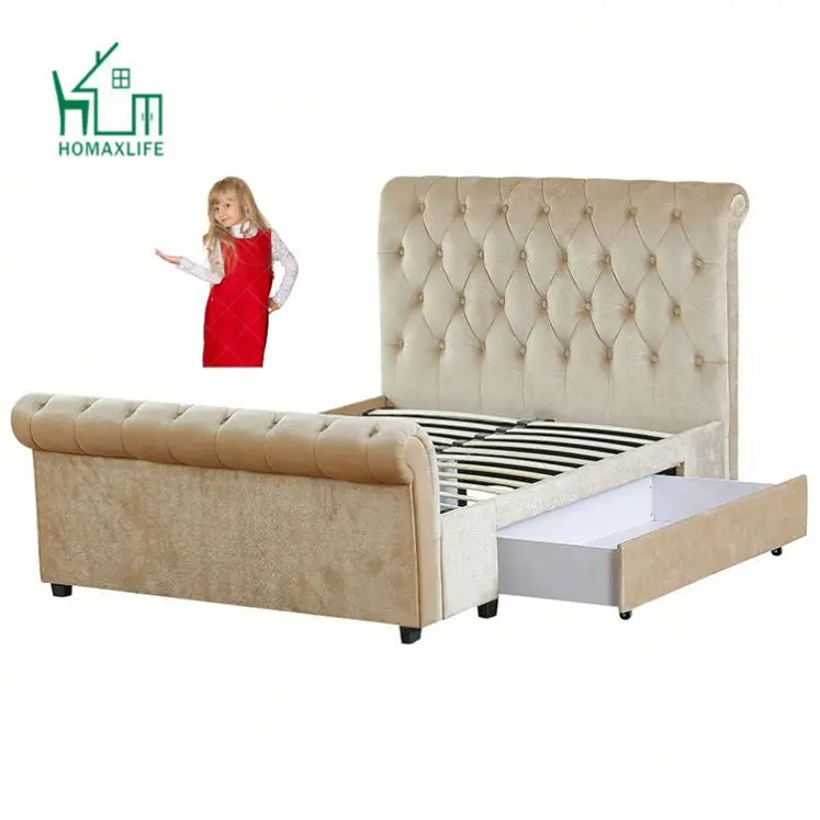 Free Sample King Queen Size Upholstered Sleigh Bed