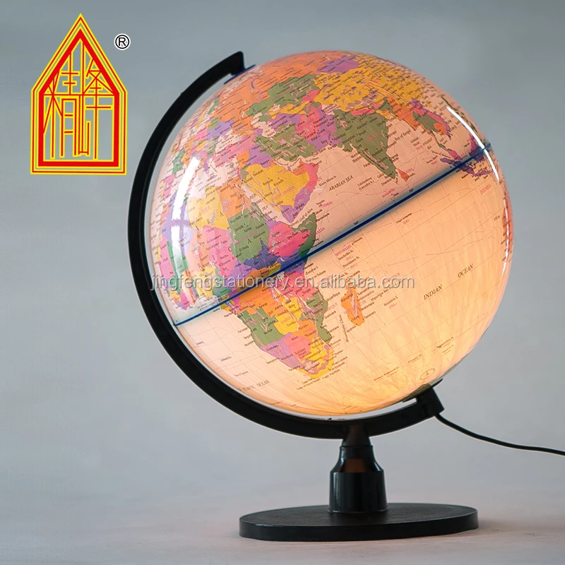 
32cm PVC World Globe With LED Lighting Lamp Globe 