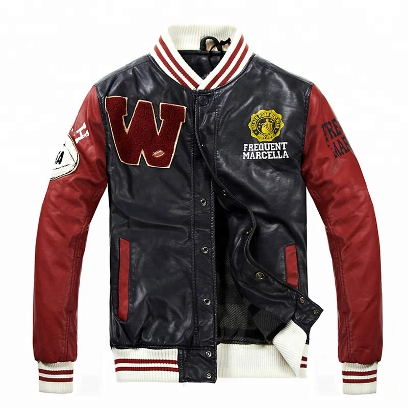  Куртка Varsity с кожаным рукавом спортивная бейсбольная куртка Мужская Letterman оптовая продажа нашивка