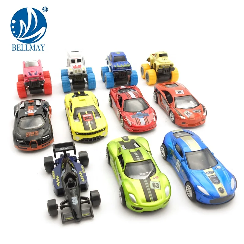 Bemay Toy Hot Selling 11pcs Slide Super Speed Car, Vintage Miniatures Small Metal Free Wheel Car Model Toys for Kids