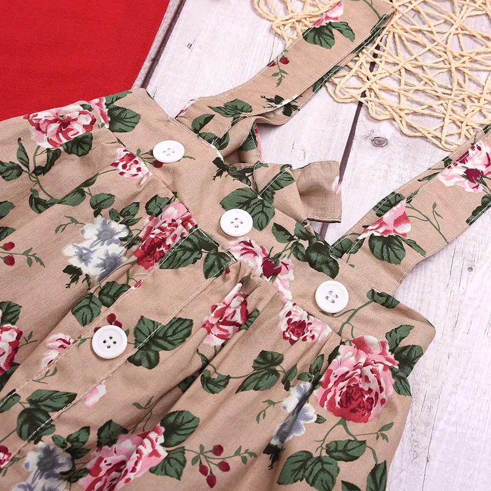 
Wholesale Clothing Set Cotton 3Pcs Baby Toddler Girls Kids Overalls Skirt +Headband+Romper Clothes Outfits 