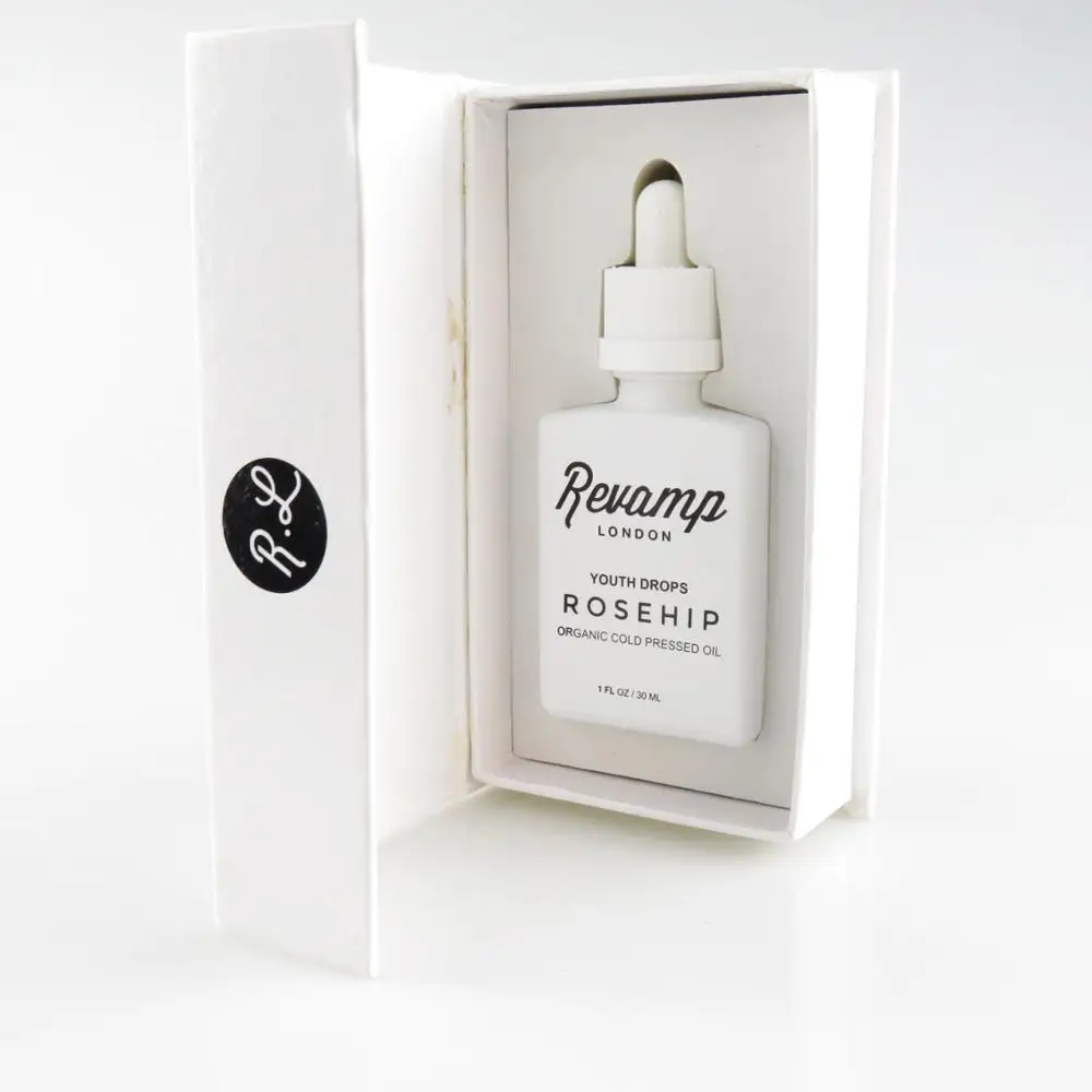 
frosted matte glass dropper bottle 30ml black white rectangle eliqiuid beard oil bottle with custom paper packing box 