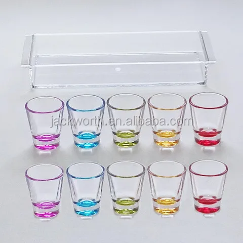 2 oz Acrylic Plastic Colored Shot Glasses