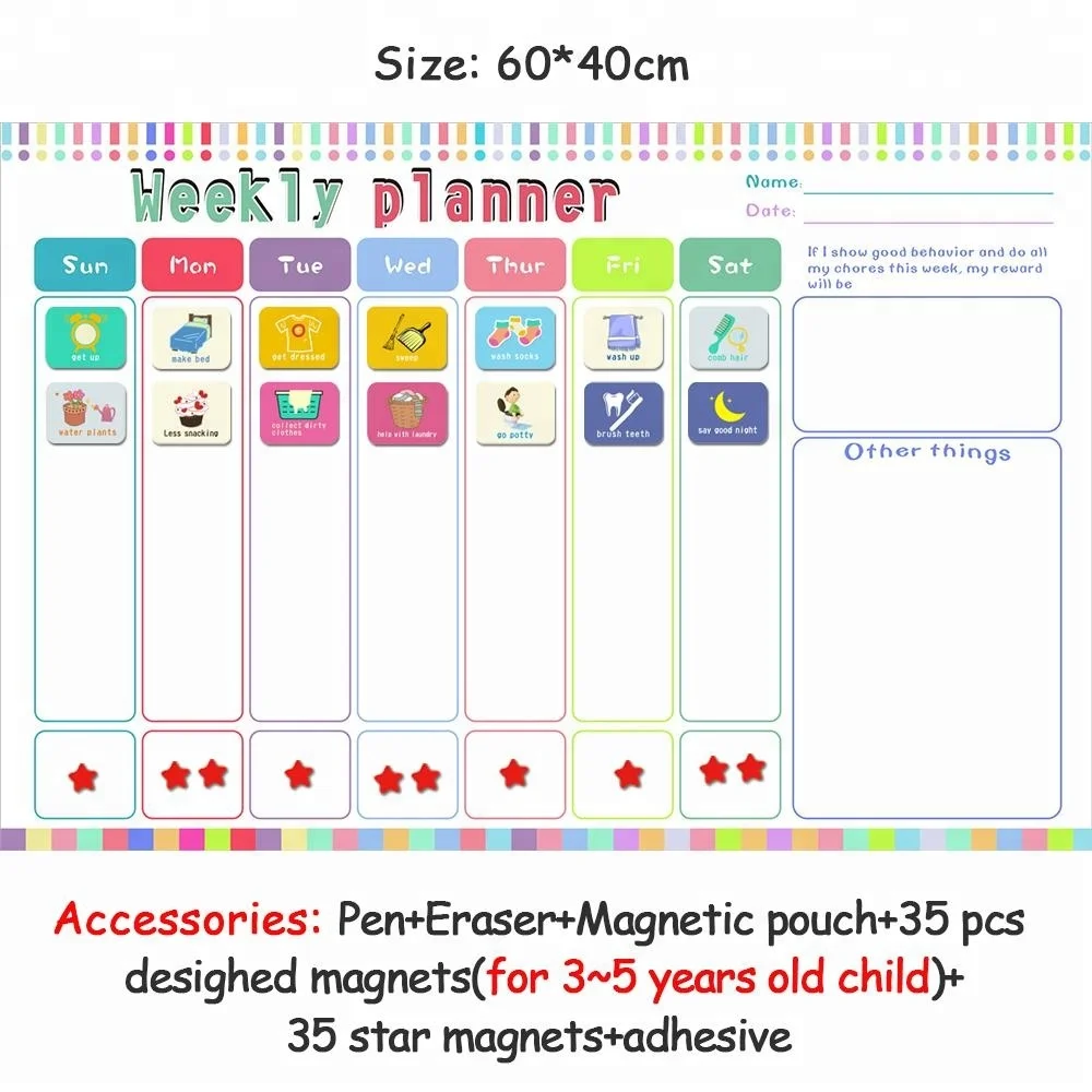 Kids Educational Toys Magnetic Reward Chart Behavior Chart