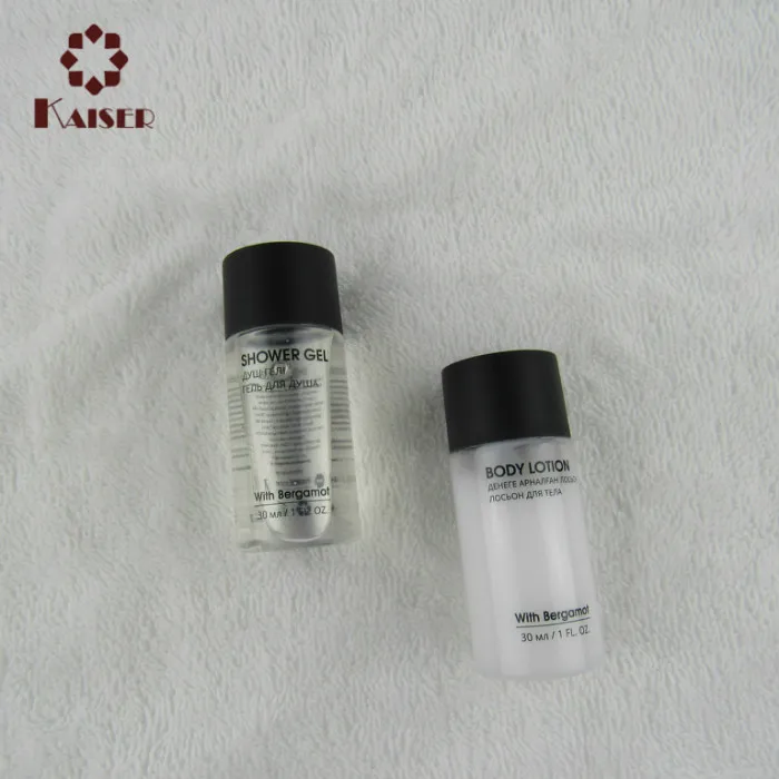 black cap 30ml plastic shampoo bottles packing for hotel